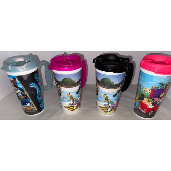 4 Whirley Warren Disney World Travel Mugs Handle Lid - Picture 7 of 9